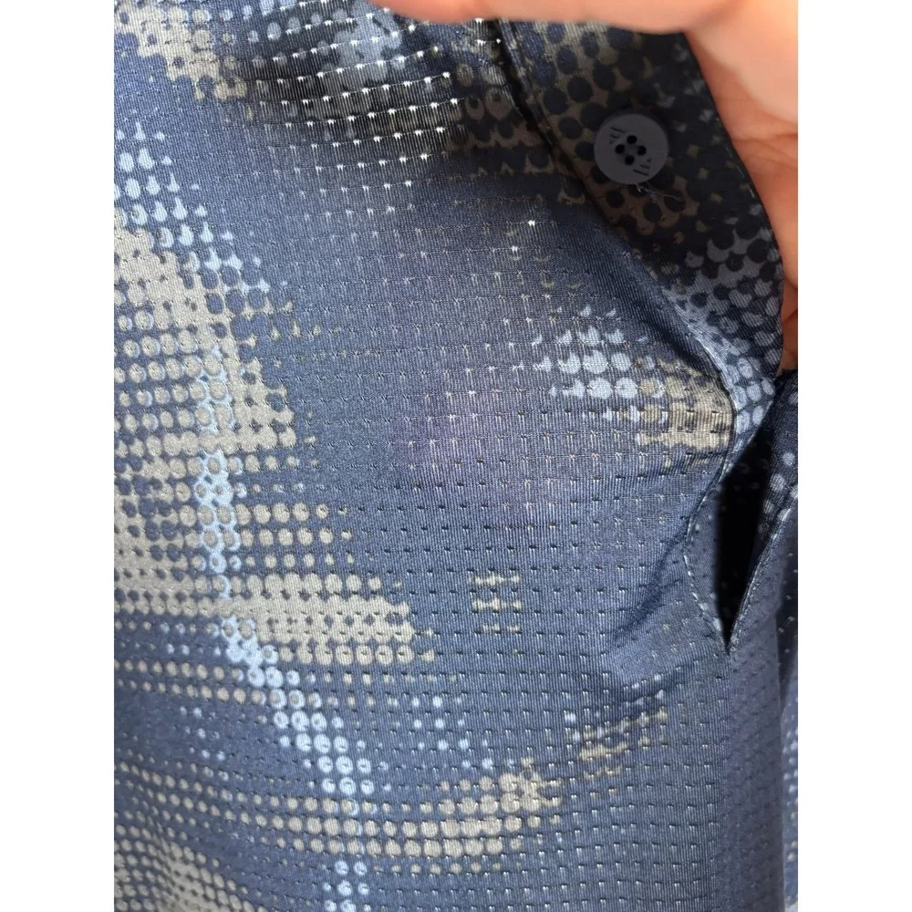 Adidas Mens Blue Grey Abstract Camo Print Performance Golf Polo Shirt 2XL JN9074